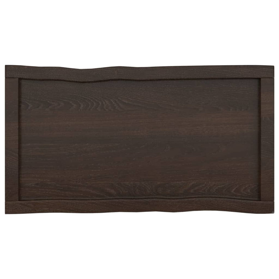 Tafelblad Natuurlijke Rand 80X40X(2-6) Cm Eikenhout Donkerbruin 80 x 40 x 6 cm