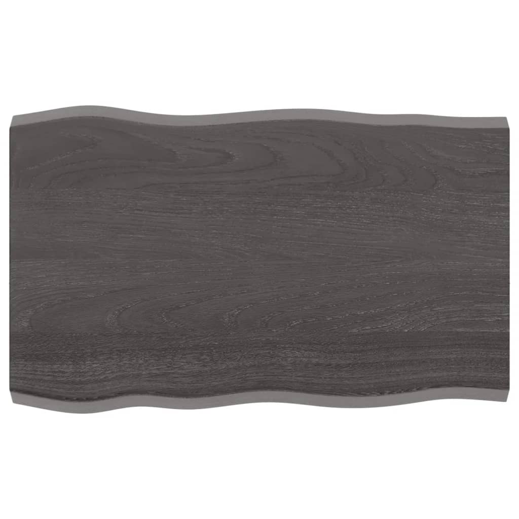 Tafelblad Natuurlijke Rand 80X50X(2-4) Cm Eikenhout Donkerbruin 80 x 50 x 4 cm
