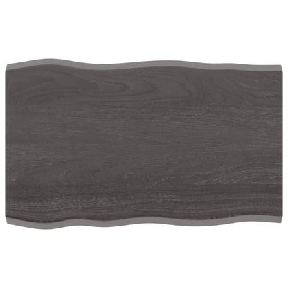Tafelblad Natuurlijke Rand 80X50X(2-4) Cm Eikenhout Donkerbruin 80 x 50 x 4 cm