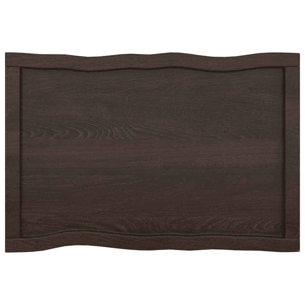 Tafelblad Natuurlijke Rand 80X50X(2-4) Cm Eikenhout Donkerbruin 80 x 50 x 4 cm