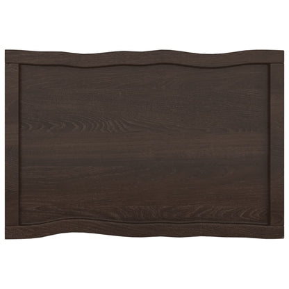 Tafelblad Natuurlijke Rand 80X50X(2-4) Cm Eikenhout Donkerbruin 80 x 50 x 4 cm