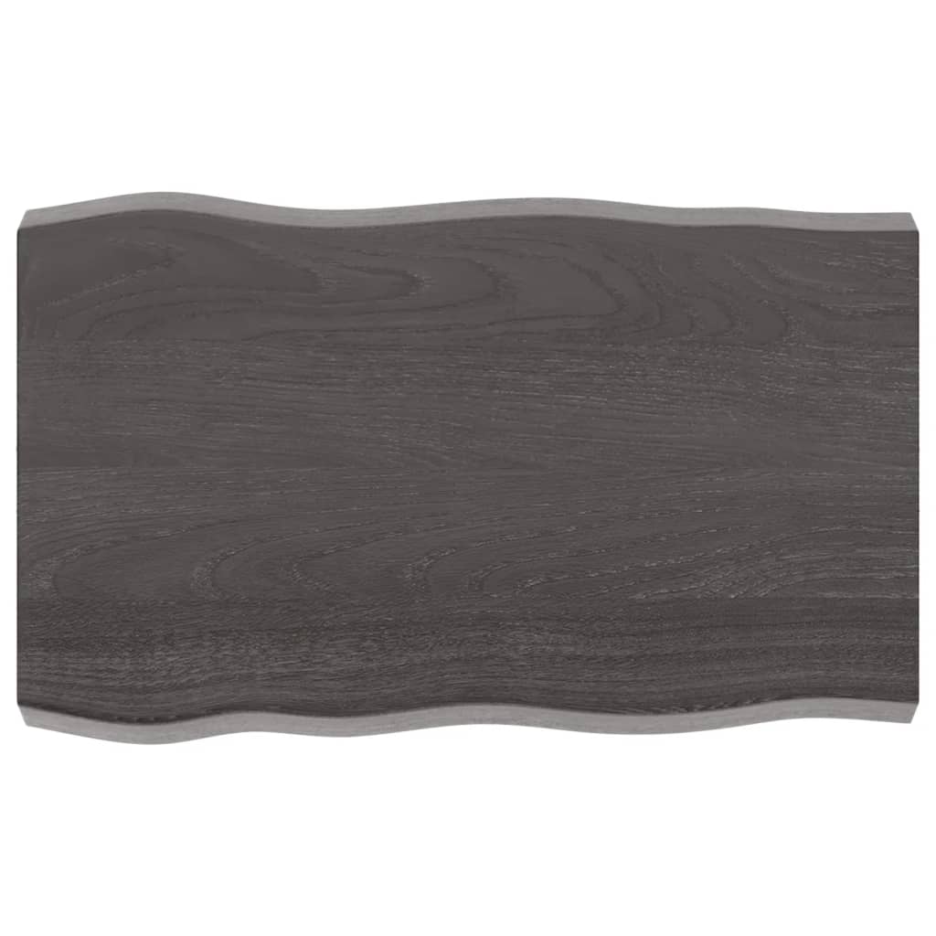 Tafelblad Natuurlijke Rand 80X50X(2-6) Cm Eikenhout Donkerbruin 80 x 50 x 6 cm