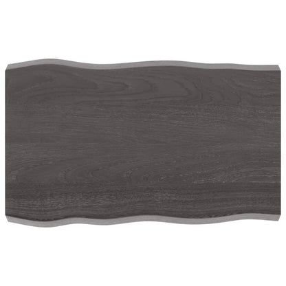 Tafelblad Natuurlijke Rand 80X50X(2-6) Cm Eikenhout Donkerbruin 80 x 50 x 6 cm