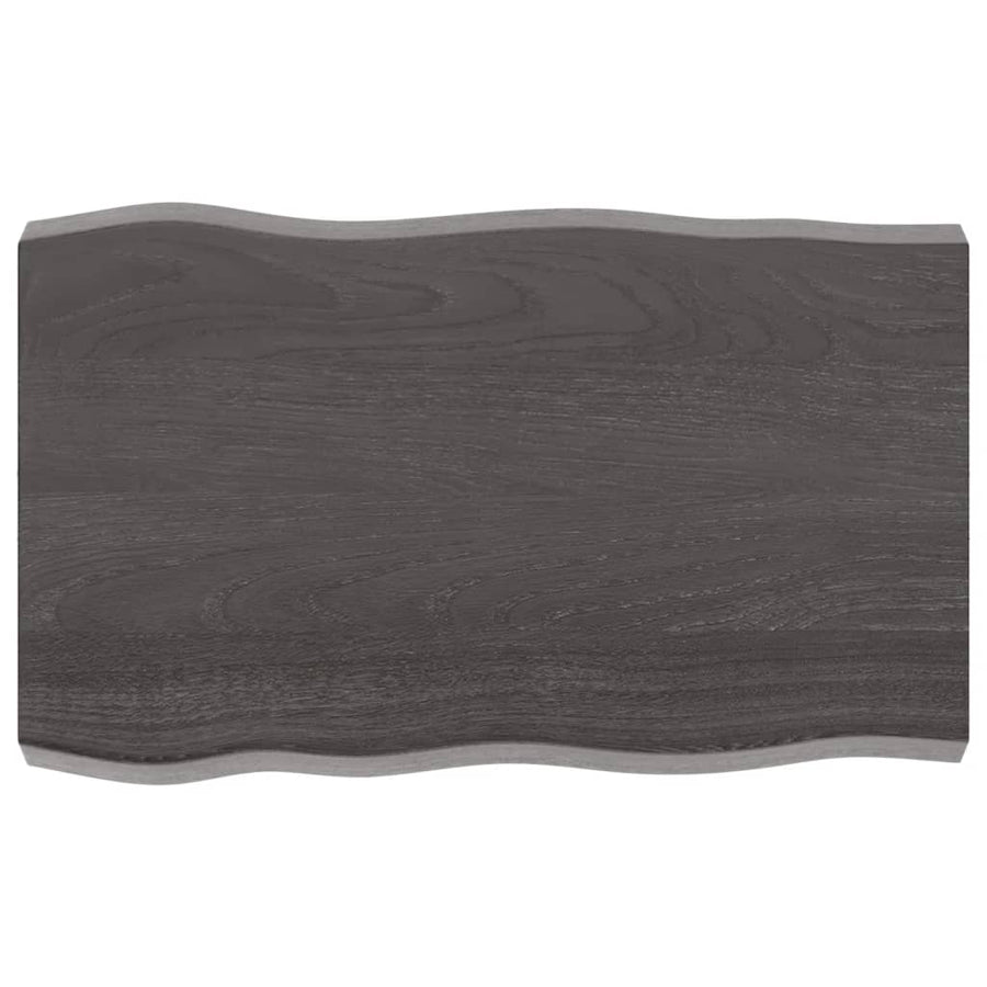 Tafelblad Natuurlijke Rand 80X50X(2-6) Cm Eikenhout Donkerbruin 80 x 50 x 6 cm