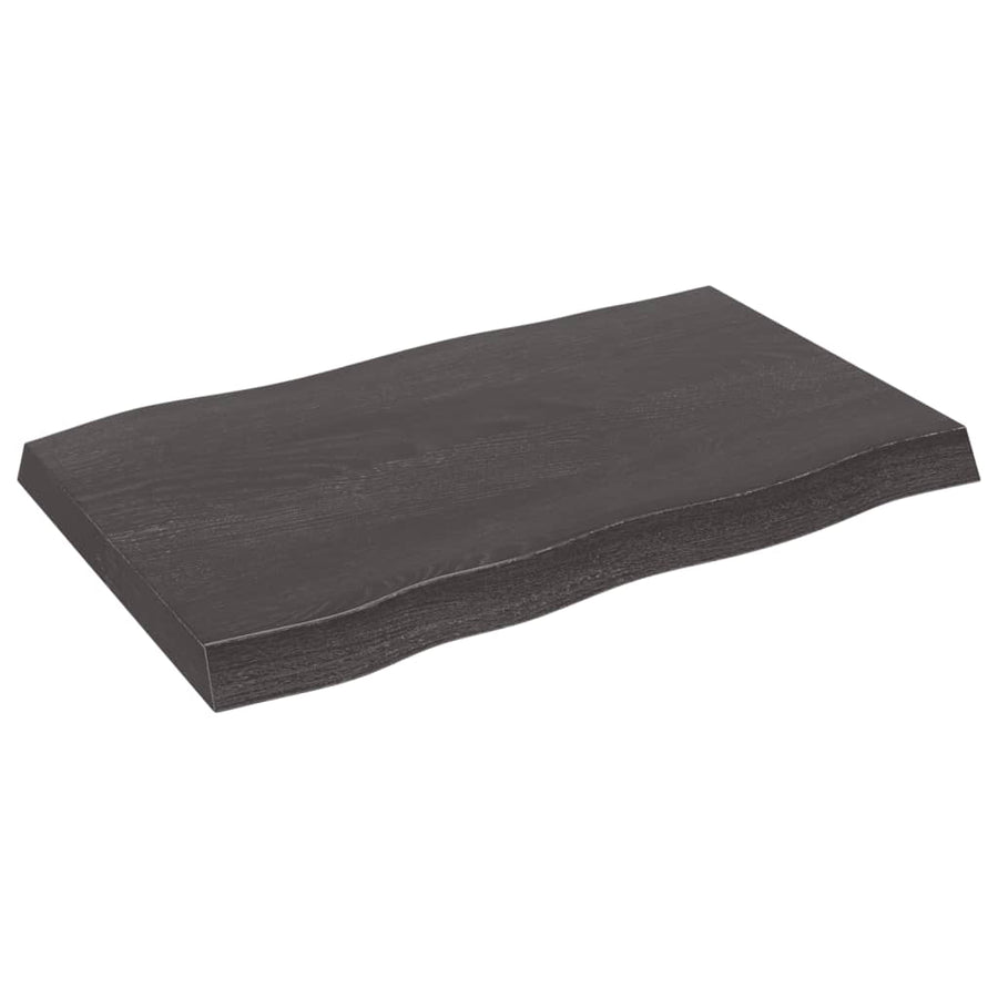 Tafelblad Natuurlijke Rand 80X50X(2-6) Cm Eikenhout Donkerbruin 80 x 50 x 6 cm