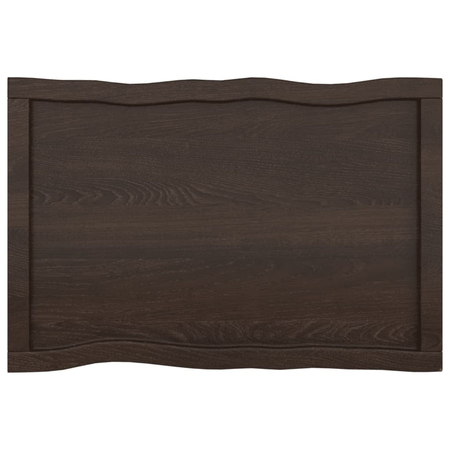 Tafelblad Natuurlijke Rand 80X50X(2-6) Cm Eikenhout Donkerbruin 80 x 50 x 6 cm