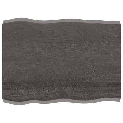 Tafelblad Natuurlijke Rand 80X60X(2-4) Cm Eikenhout Donkerbruin 80 x 60 x 4 cm