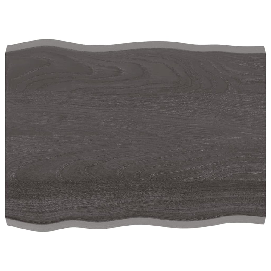 Tafelblad Natuurlijke Rand 80X60X(2-4) Cm Eikenhout Donkerbruin 80 x 60 x 4 cm
