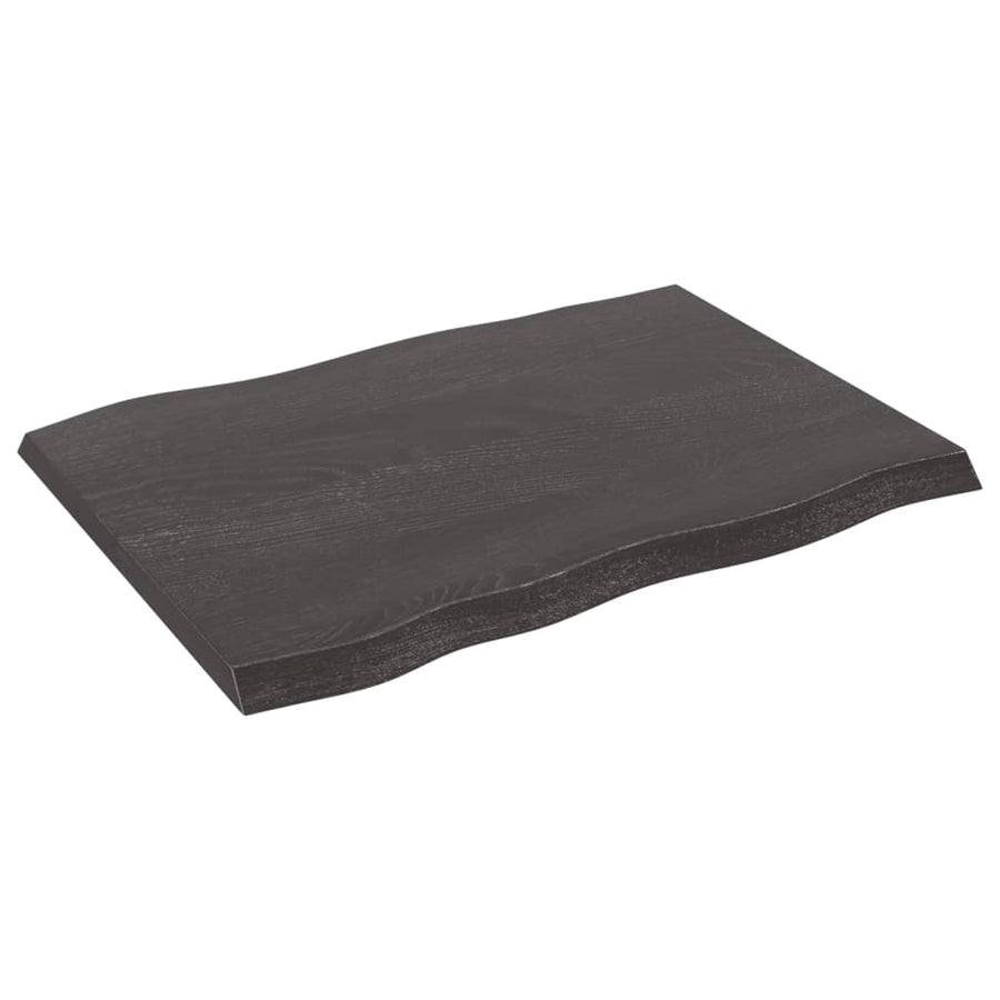 Tafelblad Natuurlijke Rand 80X60X(2-4) Cm Eikenhout Donkerbruin 80 x 60 x 4 cm