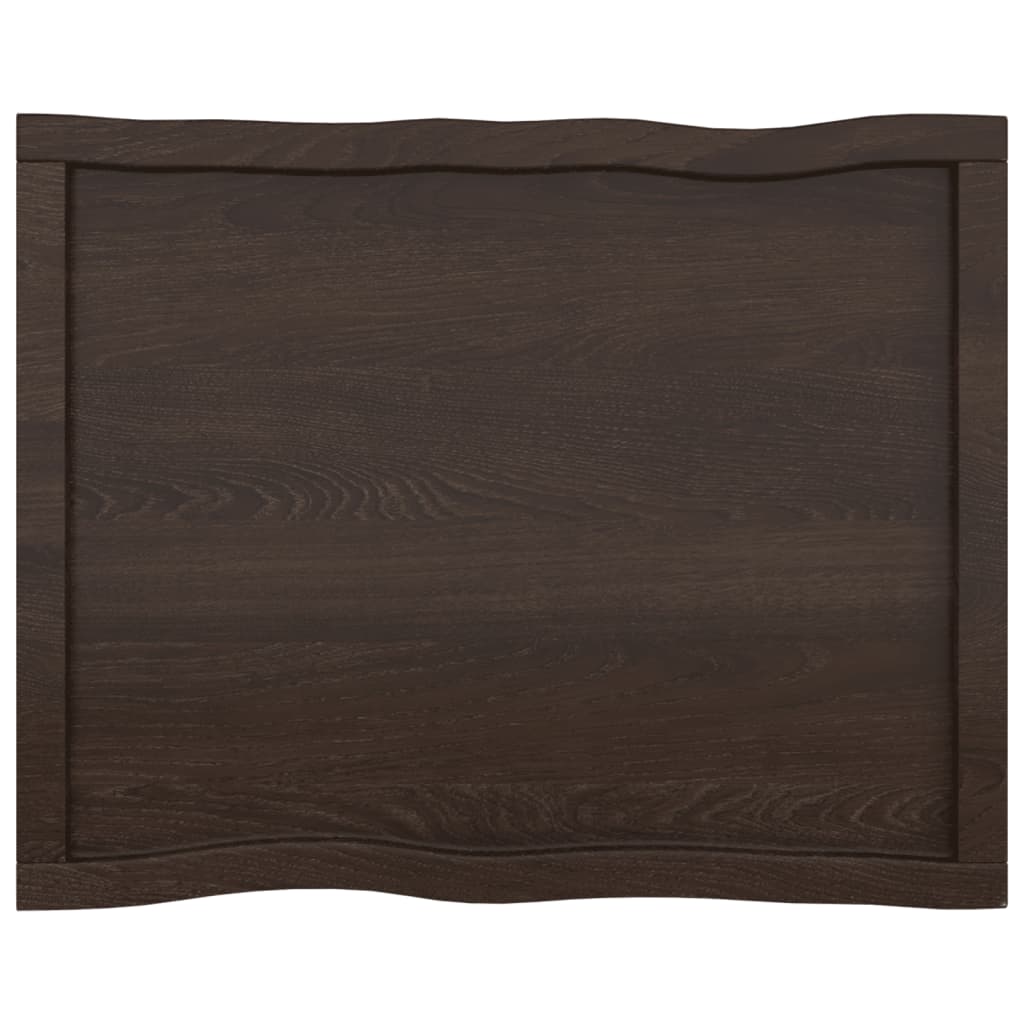 Tafelblad Natuurlijke Rand 80X60X(2-4) Cm Eikenhout Donkerbruin 80 x 60 x 4 cm
