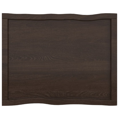 Tafelblad Natuurlijke Rand 80X60X(2-4) Cm Eikenhout Donkerbruin 80 x 60 x 4 cm