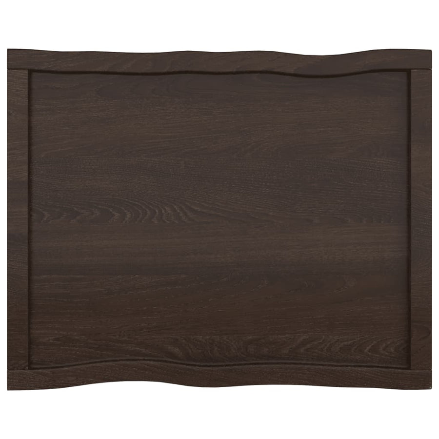 Tafelblad Natuurlijke Rand 80X60X(2-4) Cm Eikenhout Donkerbruin 80 x 60 x 4 cm