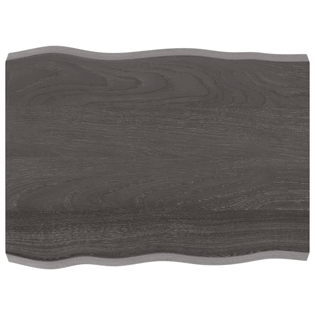 Tafelblad Natuurlijke Rand 80X60X(2-6) Cm Eikenhout Donkerbruin 80 x 60 x 6 cm