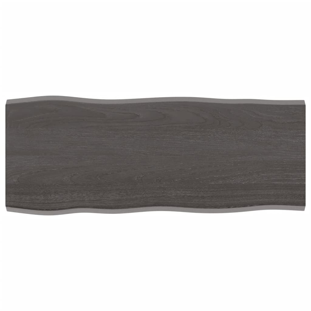 Tafelblad Natuurlijke Rand Eikenhout Donkerbruin 100 x 40 x 2 cm