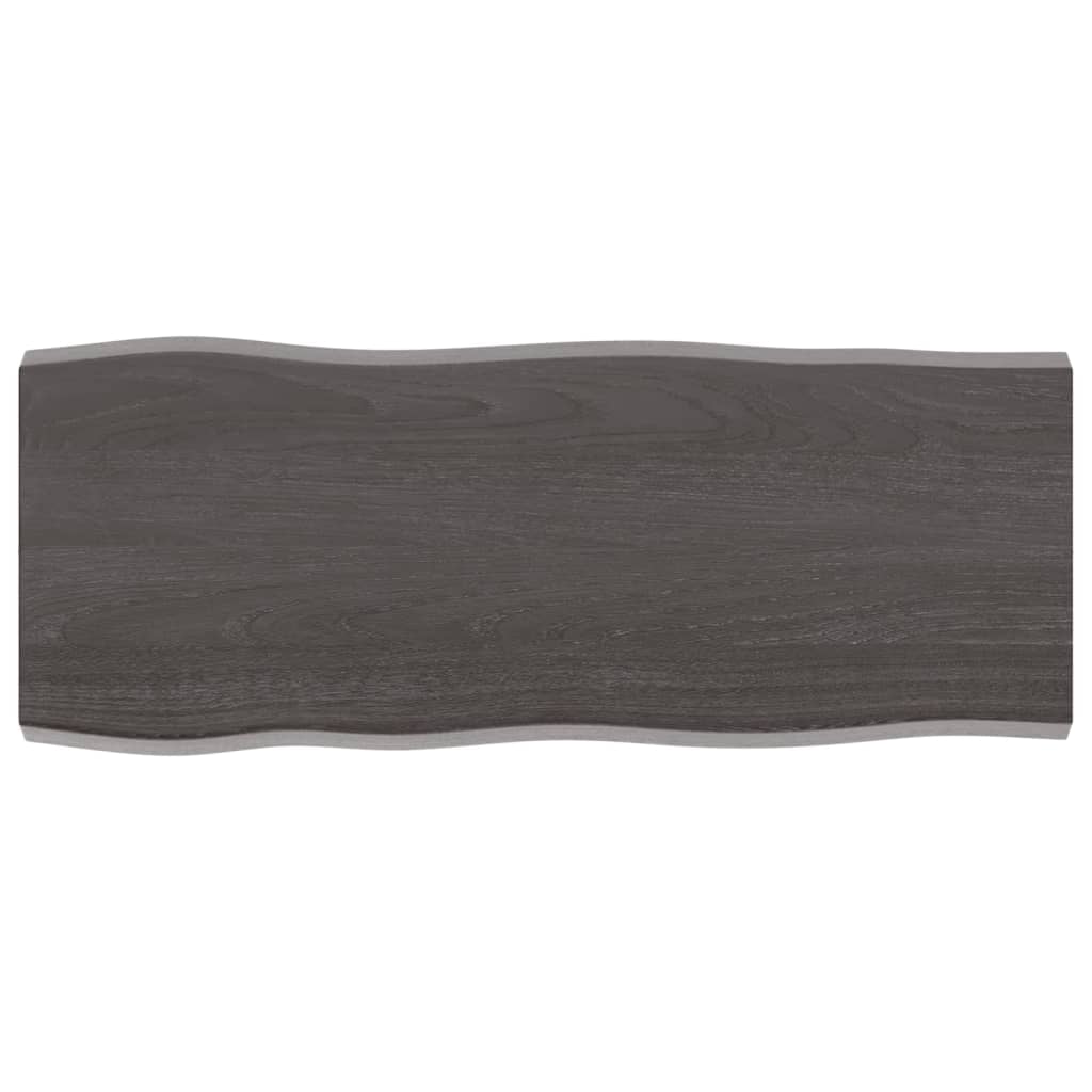 Tafelblad Natuurlijke Rand 00X40X(2-4)Cm Eikenhout Donkerbruin 100 x 40 x 4 cm