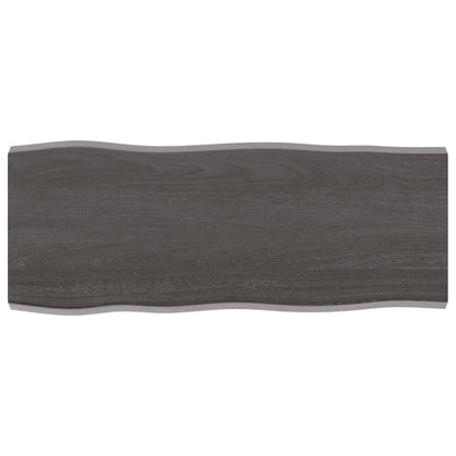 Tafelblad Natuurlijke Rand 00X40X(2-4)Cm Eikenhout Donkerbruin 100 x 40 x 4 cm