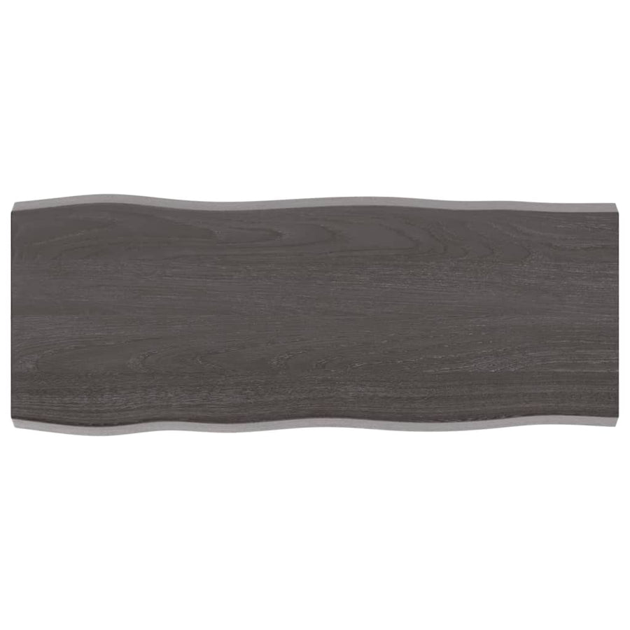 Tafelblad Natuurlijke Rand 00X40X(2-4)Cm Eikenhout Donkerbruin 100 x 40 x 4 cm