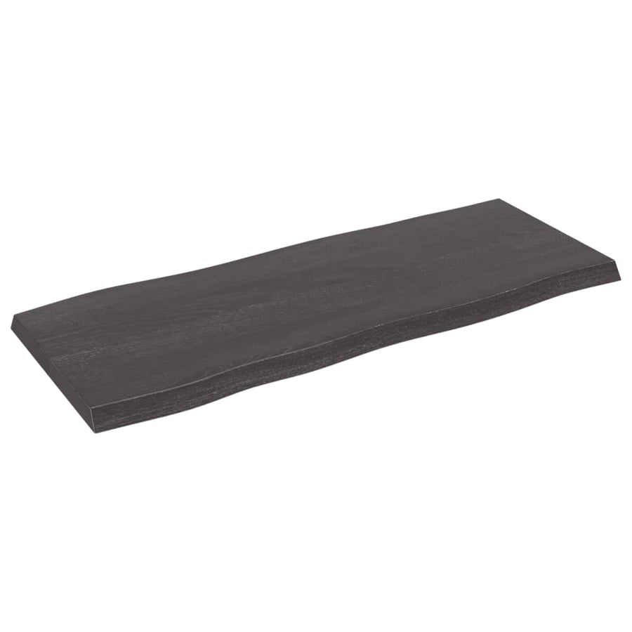 Tafelblad Natuurlijke Rand 00X40X(2-4)Cm Eikenhout Donkerbruin 100 x 40 x 4 cm