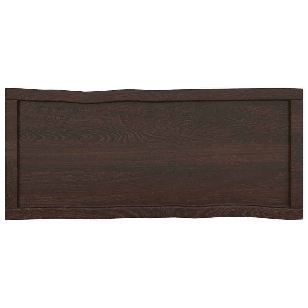 Tafelblad Natuurlijke Rand 00X40X(2-4)Cm Eikenhout Donkerbruin 100 x 40 x 4 cm