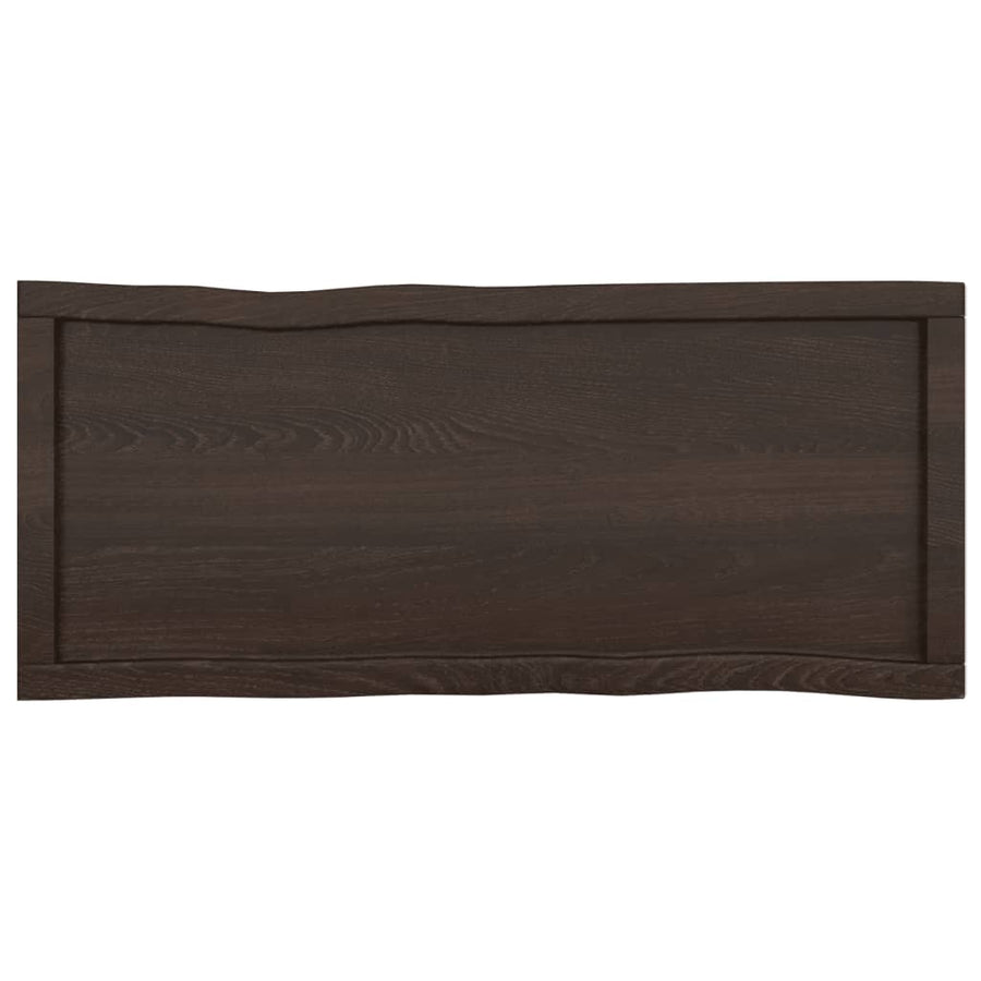 Tafelblad Natuurlijke Rand 00X40X(2-4)Cm Eikenhout Donkerbruin 100 x 40 x 4 cm