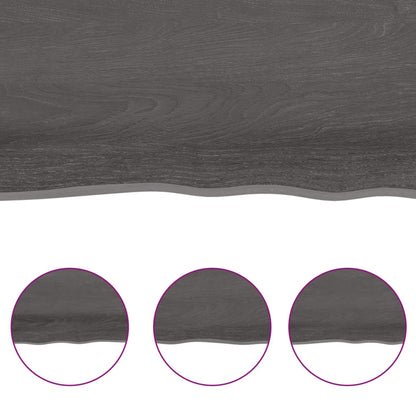 Tafelblad Natuurlijke Rand 00X40X(2-4)Cm Eikenhout Donkerbruin 100 x 40 x 4 cm