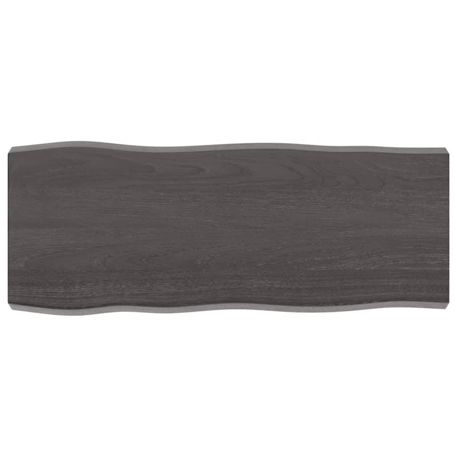 Tafelblad Natuurlijke Rand 00X40X(2-6)Cm Eikenhout Donkerbruin 100 x 40 x 6 cm