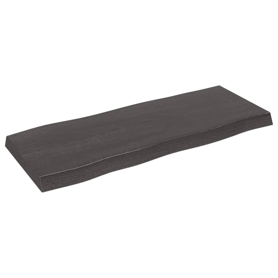 Tafelblad Natuurlijke Rand 00X40X(2-6)Cm Eikenhout Donkerbruin 100 x 40 x 6 cm