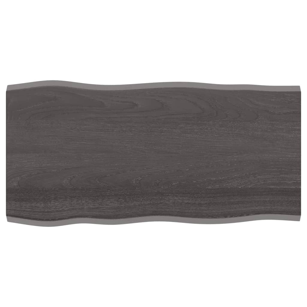 Tafelblad Natuurlijke Rand Eikenhout Donkerbruin 100 x 50 x 2 cm