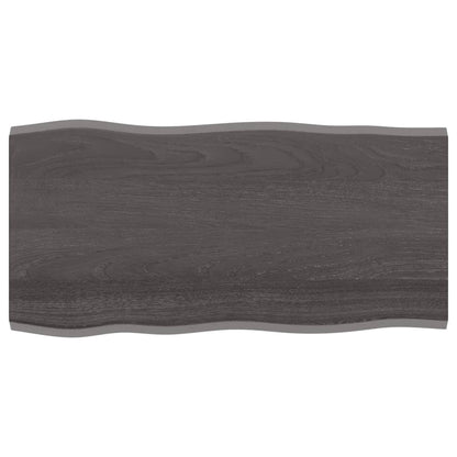 Tafelblad Natuurlijke Rand Eikenhout Donkerbruin 100 x 50 x 2 cm