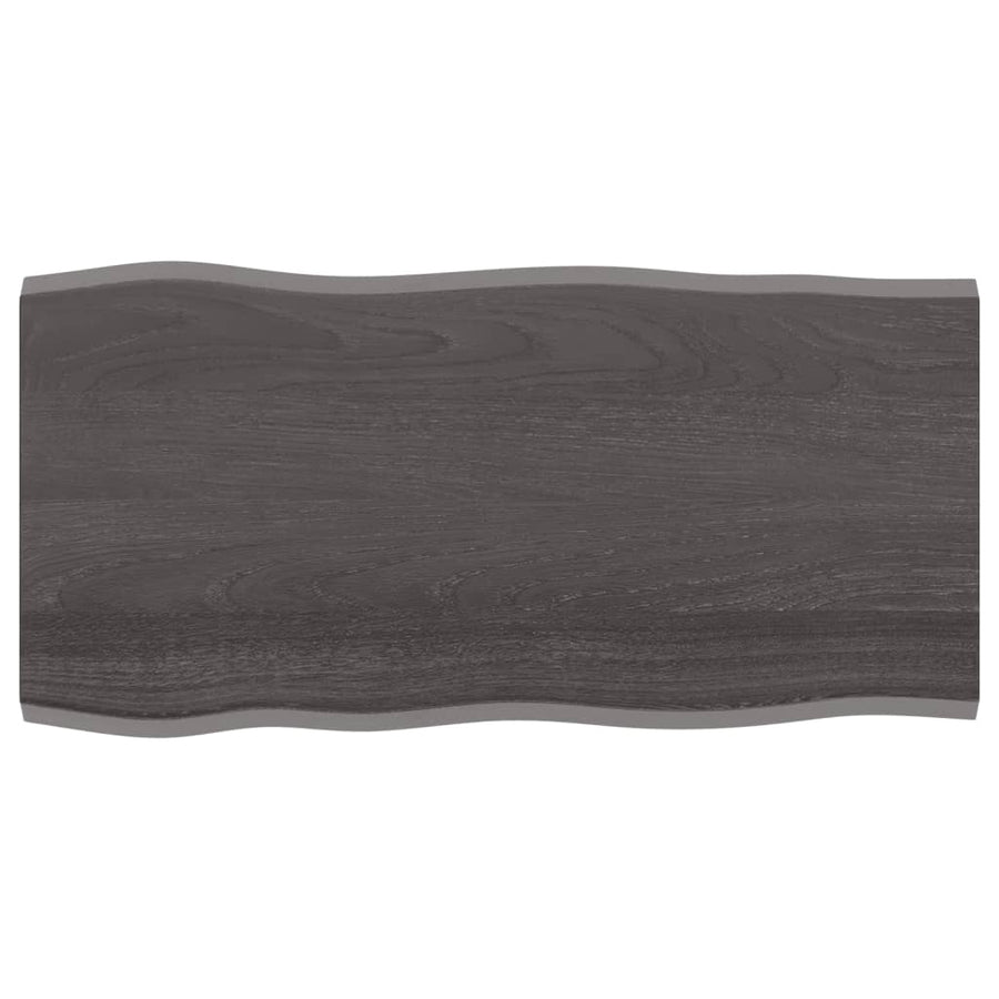 Tafelblad Natuurlijke Rand Eikenhout Donkerbruin 100 x 50 x 2 cm