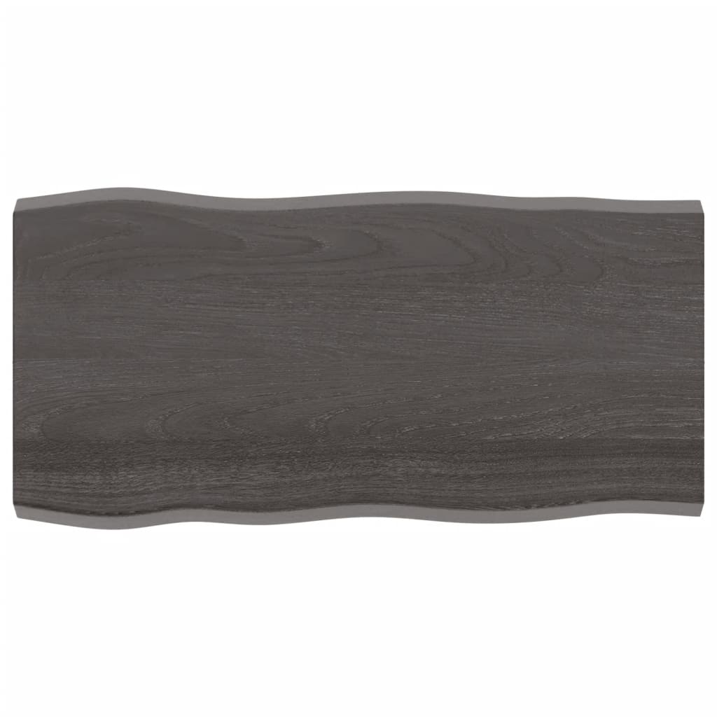 Tafelblad Natuurlijke Rand 00X50X(2-4)Cm Eikenhout Donkerbruin 100 x 50 x 4 cm