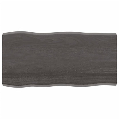 Tafelblad Natuurlijke Rand 00X50X(2-4)Cm Eikenhout Donkerbruin 100 x 50 x 4 cm