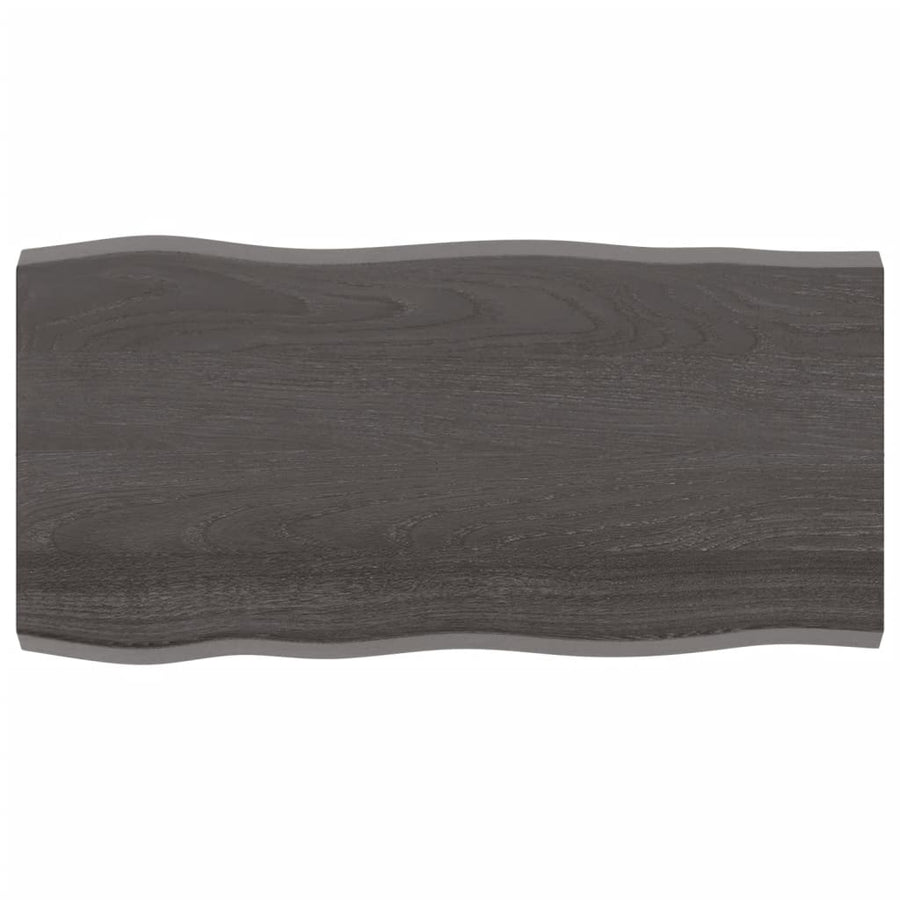 Tafelblad Natuurlijke Rand 00X50X(2-4)Cm Eikenhout Donkerbruin 100 x 50 x 4 cm