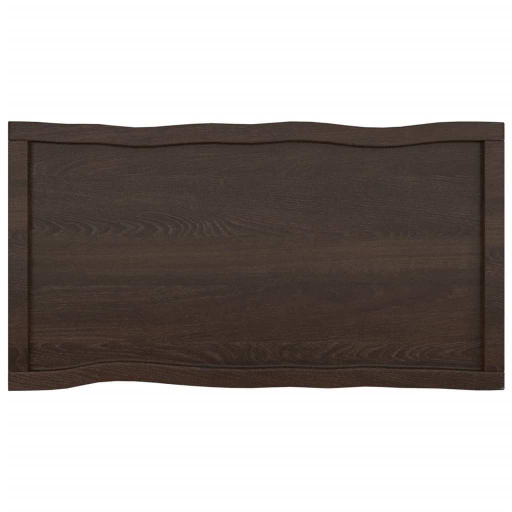 Tafelblad Natuurlijke Rand 00X50X(2-4)Cm Eikenhout Donkerbruin 100 x 50 x 4 cm