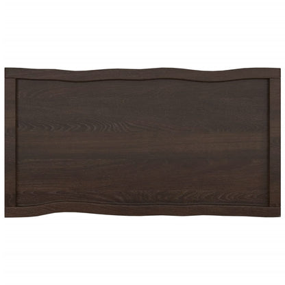 Tafelblad Natuurlijke Rand 00X50X(2-4)Cm Eikenhout Donkerbruin 100 x 50 x 4 cm