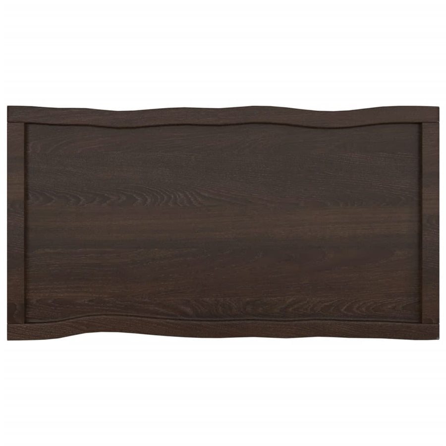 Tafelblad Natuurlijke Rand 00X50X(2-4)Cm Eikenhout Donkerbruin 100 x 50 x 4 cm