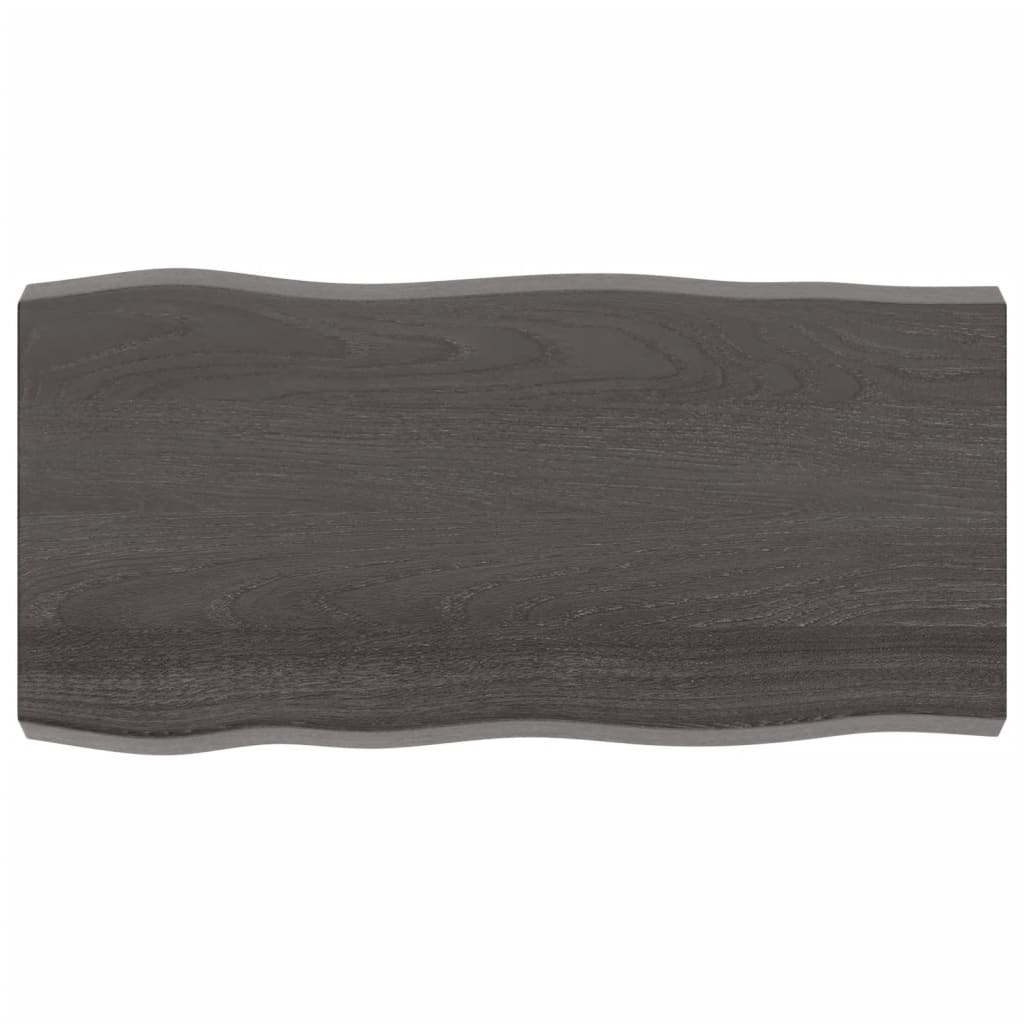 Tafelblad Natuurlijke Rand 00X50X(2-6)Cm Eikenhout Donkerbruin 100 x 50 x 6 cm