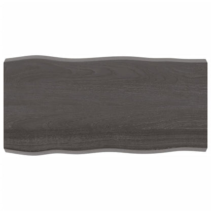 Tafelblad Natuurlijke Rand 00X50X(2-6)Cm Eikenhout Donkerbruin 100 x 50 x 6 cm