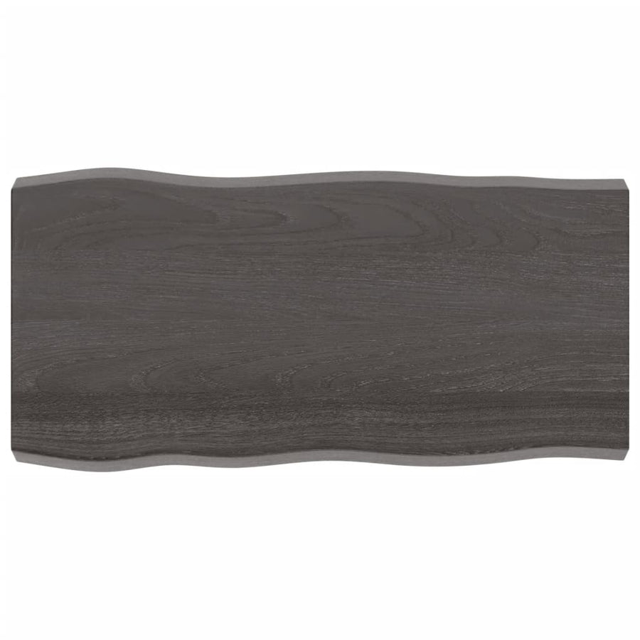 Tafelblad Natuurlijke Rand 00X50X(2-6)Cm Eikenhout Donkerbruin 100 x 50 x 6 cm