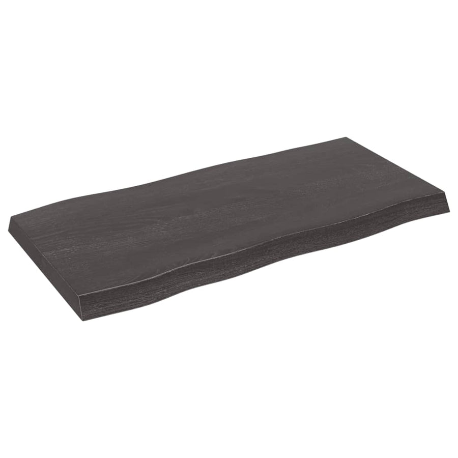 Tafelblad Natuurlijke Rand 00X50X(2-6)Cm Eikenhout Donkerbruin 100 x 50 x 6 cm