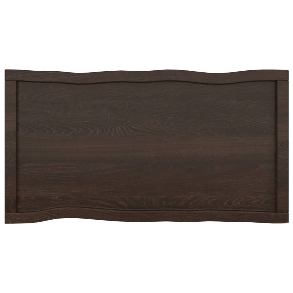 Tafelblad Natuurlijke Rand 00X50X(2-6)Cm Eikenhout Donkerbruin 100 x 50 x 6 cm