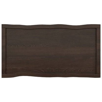 Tafelblad Natuurlijke Rand 00X50X(2-6)Cm Eikenhout Donkerbruin 100 x 50 x 6 cm