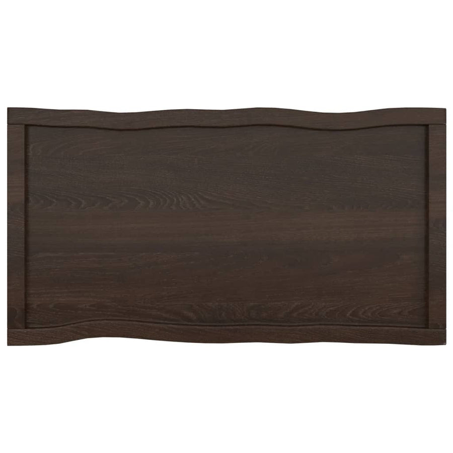 Tafelblad Natuurlijke Rand 00X50X(2-6)Cm Eikenhout Donkerbruin 100 x 50 x 6 cm