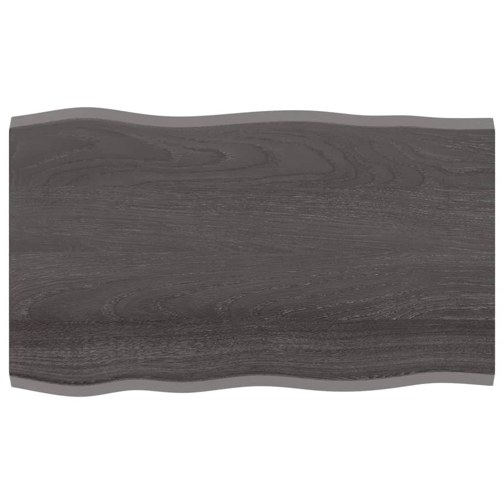 Tafelblad Natuurlijke Rand Eikenhout Donkerbruin 100 x 60 x 2 cm