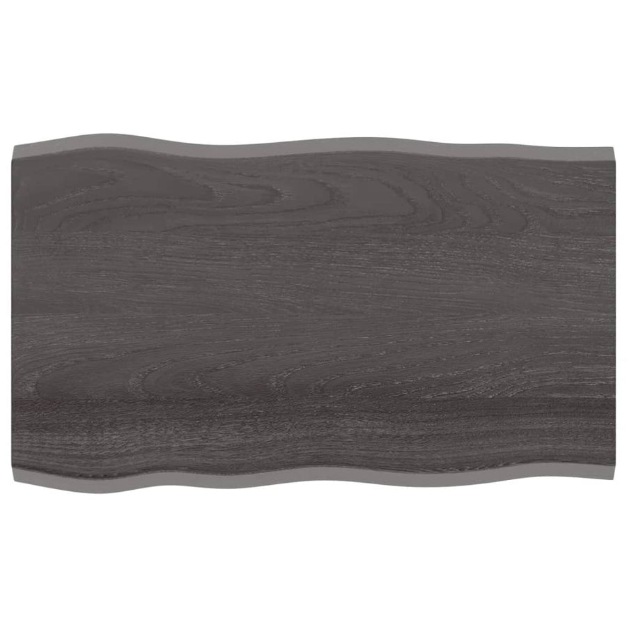 Tafelblad Natuurlijke Rand Eikenhout Donkerbruin 100 x 60 x 2 cm