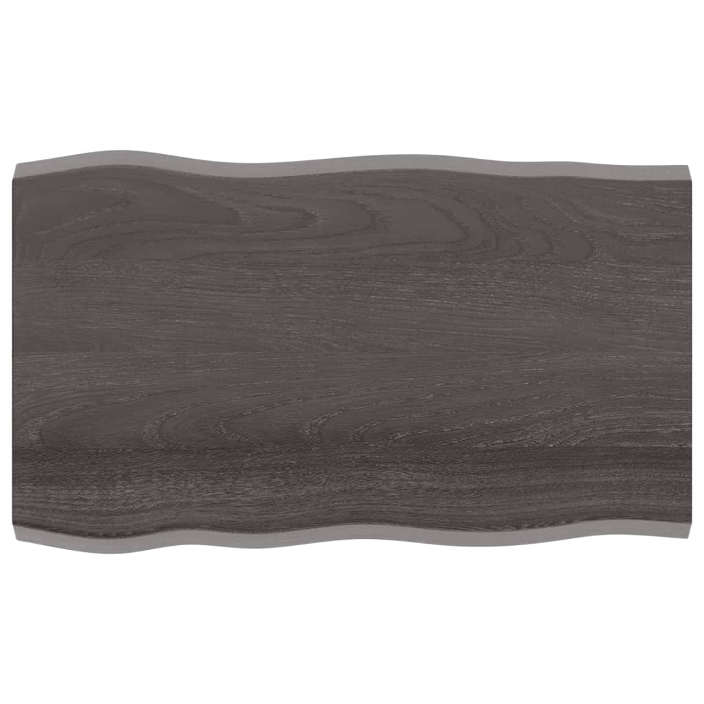 Tafelblad Natuurlijke Rand 00X60X(2-4)Cm Eikenhout Donkerbruin 100 x 60 x 4 cm