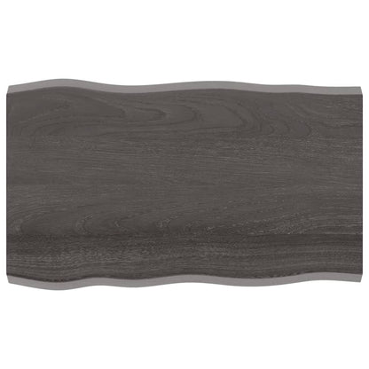 Tafelblad Natuurlijke Rand 00X60X(2-4)Cm Eikenhout Donkerbruin 100 x 60 x 4 cm