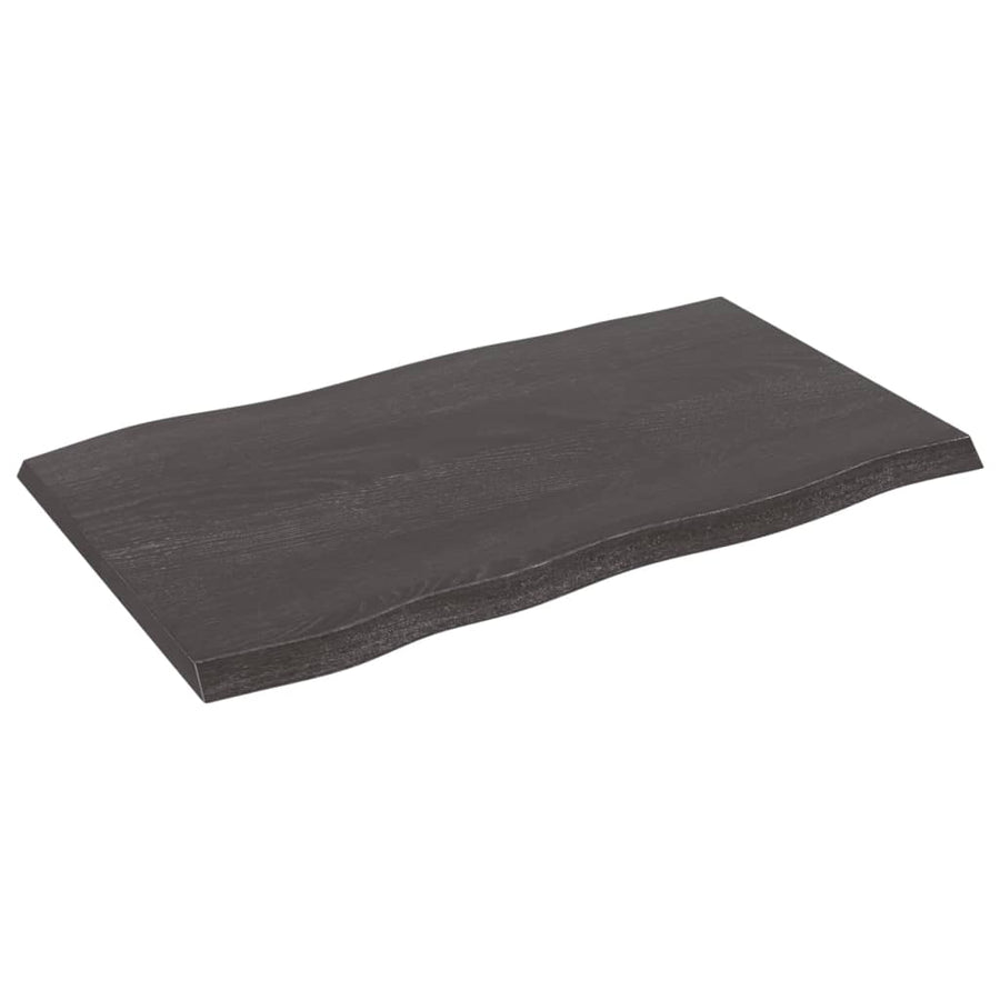 Tafelblad Natuurlijke Rand 00X60X(2-4)Cm Eikenhout Donkerbruin 100 x 60 x 4 cm