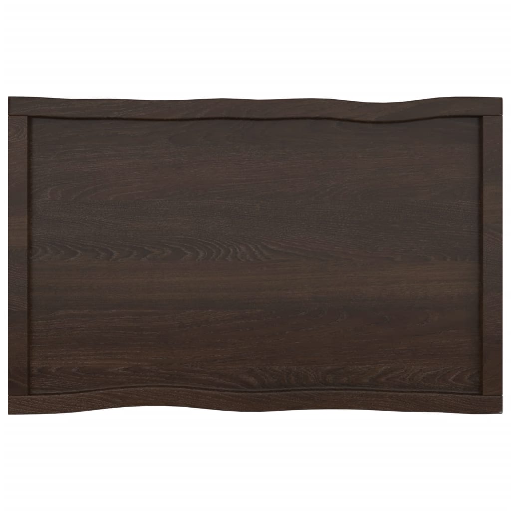 Tafelblad Natuurlijke Rand 00X60X(2-4)Cm Eikenhout Donkerbruin 100 x 60 x 4 cm