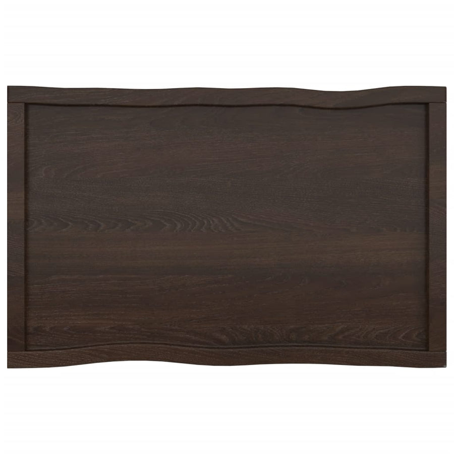 Tafelblad Natuurlijke Rand 00X60X(2-4)Cm Eikenhout Donkerbruin 100 x 60 x 4 cm